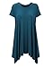 Made by Johnny WT1110 Womens Short Sleeve Side Panel Loose Fit Tunic Top M Teal