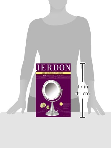 Jerdon HL8510NL 8.5-Inch Tabletop Two-Sided Swivel LED Lighted Vanity Mirror with 8x Magnification, Nickel Finish