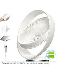 HARATA Ventilador de escritorio de 8 pulgadas con batería de litio recargable, 3 velocidades y funcionamiento silencioso, ventilador de mesa USB de 160 ° de rotación hacia arriba y hacia abajo, fuerte viento y diseño inalámbrico para el hogar, cocina, ofi