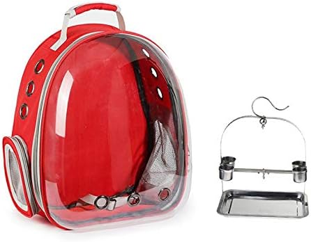 SHANGXING Pet Parrot Carrier Bird Travel Bag Space Capsule Transparent Backpack Breathable 360° Sightseeing Airline Approved with Cup Tray