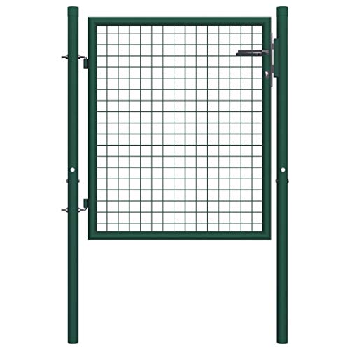 Tidyard Metall Zauntor Gartentor Hoftor Einzeltor Einfahrtstor Zaunfelder, 100x125 cm Grün