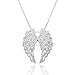 Chuvora 925 Sterling Silver Sparkling CZ Open Angel Heart Wings Pendant Necklace, 18 inches