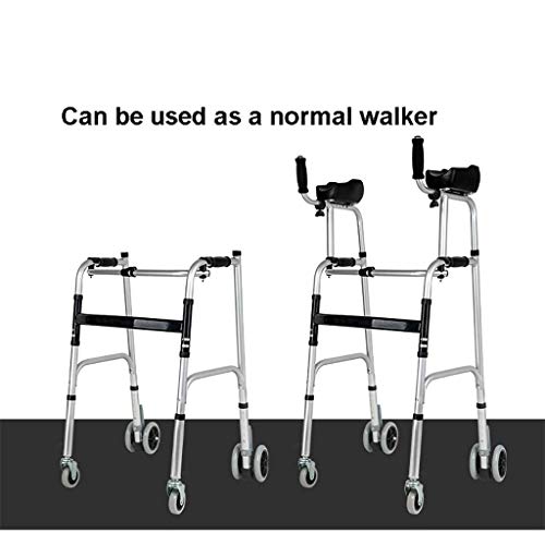 FKDEWALKER Aluminium Foldable Walking Frame,Wheeled Walker with Arm Rest,Walking Mobility Aid,,Lower Limb Trainer,Standard Walker (Color : 4 Wheels+4 Walker Legs+seat)