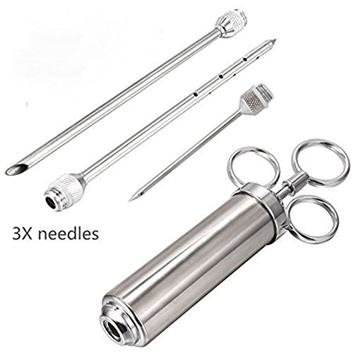 Meat Injector Kit,2-oz Marinade Flavor Injector, 304 Stainless Steel with 3 Professional Marinade Needles