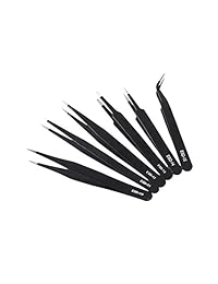 Dromedary 6 pcs antiestática ESD Pinzas con non-magnetic Consejos para electrónica, jewelry-making All Purpose Set de Pinza de precisión Acero Inoxidable anti Static Kit de herramientas
