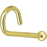Solid 14k Yellow Gold 1.5mm Ball Left Nostril Screw 20 Gauge 1/4