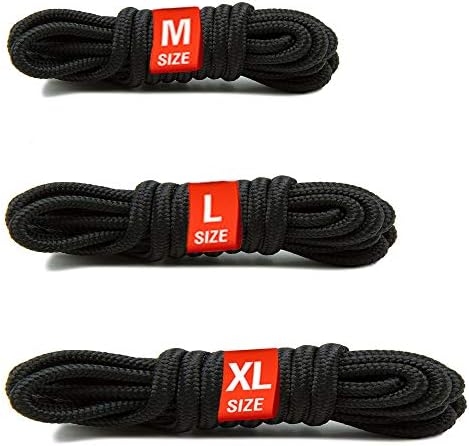 Black Shoelaces for Shoes - Three Sizes Set - 40’’, 47’’, 59’’ long - Round Style - Sneakers, Dress Shoe Laces