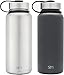 Simple Modern 32oz Summit Water Bottle 2 Pack - Two Vacuum Insulated 18/8 Stainless Steel Wide Mouth Hydro Travel Mugs - Powder Coated Double-Walled Flask - Midnight Black/Stainless Steel