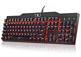 Mechanical Keyboard UtechSmart LED Backlit Mechanical Gaming Keyboard Full Size 2.4 GHz Wireless/USB Wired Dual Mechanical Keyboard with Rechargeable Battery Mercury