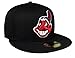 New Era Cleveland Indians Men's Custom Fitted Hat Cap 59fifty Black/red Mlb Baseball