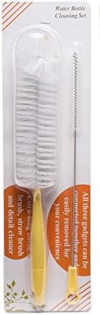 Water bottle Cleaning Brush Setby STEPCO| 3-PackBottle BrushKit Includes Long Bottle Brush, Straw Brush And Detail Cleaner|Reliable Quality, Versatile Brushes, Easy To Store (yellow, 1)