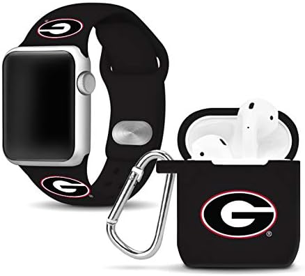 AFFINITY BANDS Georgia Bulldogs Silicone Watch Band and Case Cover Combo Compatible with Smartwatches and AirPod Case