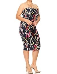 Vestido para mujer, talla grande, sin tirantes, sin tirantes, para el hombro, con tubo Midi, fabricado en Estados Unidos.