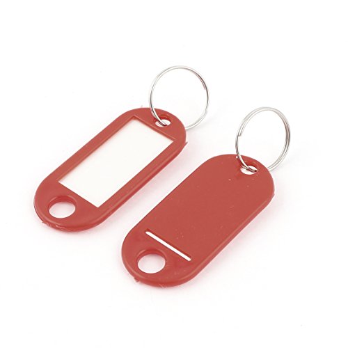 uxcell Plastic ID Label Name Key Tag Split Ring 50Pcs Red