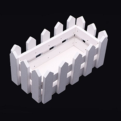 YDZN Wooden Fence Artificial Flower Plant Fence Picket Storage Holder Vase Garden Weeding Home Office Decoration (16 CM)