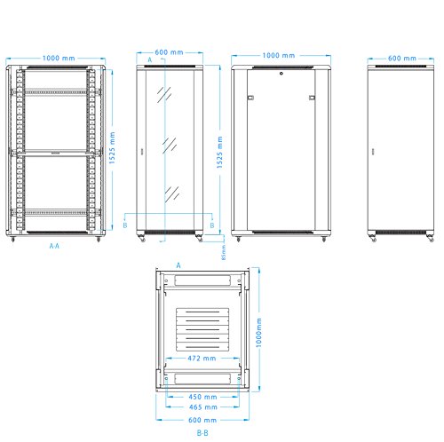 32U 39" Deep 19" IT Free Standing Server Rack Cabinet Enclosure + Bonus Free !!