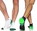 Physix Gear Short Compression Socks for Men & Women - Best Low Compression Socks Women & Men with Arch Support, Ideal for Running, Plantar Fasciitis Relief, and Swelling - Ankle, Green/White, L/XL