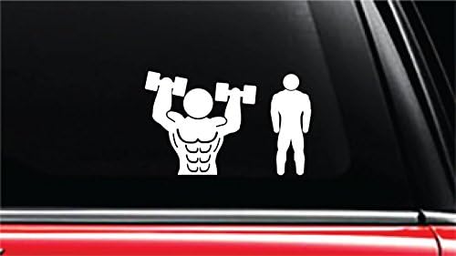 Bodybuilder Athletic Workout Vinyl Die-Cut Decal Sticker for Car, Truck, Notebook, Laptop, Computer or Window (4" tall, White)