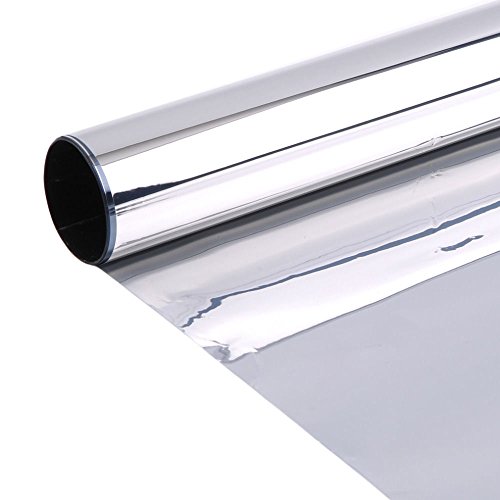 HOHO 60" x66ft roll Reflective One Way Silver Mirror Window Film Solar Tint Glass Sticker Privacy Protection(Silver)