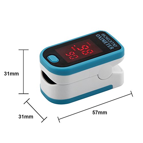 OOCOME Fingertip Pulse Oximeter LED Display Digital Portable Blood Oxygen with lanyard Blue