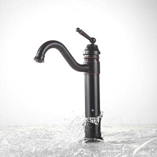 Fapully Modern Single Handle Bathroom Sink Faucet Long Curved Spout Faucets for Vessel Sinks Oil Rubbed Bronze