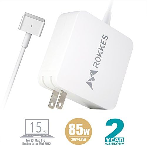 Retina Macbook 15'' Mac Pro Charger - 85W Magsafe 2 T-Tip MAC Power Adapter, Replacement For Apple Old Retina MacBook Pro 15 Inch ( Mid 2012 later), Mac Laptop A1398 MJLT2 MGXA2 ME293 ME975