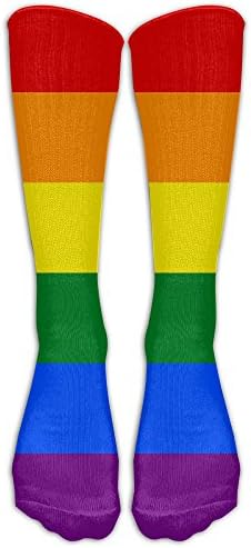 Gay Pride Flag Rainbow Outh Girl&Womens Funny Color Hip Hop Crazy Pattern Light Thin Middle Tube Crew Socks