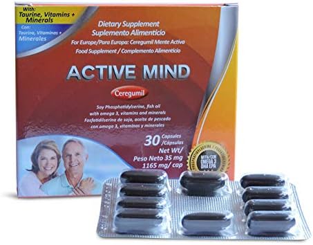 Ceregumil Active Mind Brain Booster for Mental Performance - Improve Memory Supplement Mental Clarity Focus & More Clinically Proven w/Omega 3 Fish Oil Vitamins Minerals Phosphatidylserine 100 mg