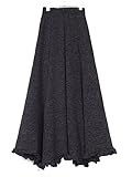 YAYAJIE Women's Vintage Knitted Wool Ruffle Mermaid Big Hem Maxi Skirt