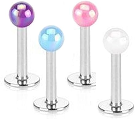 Lots of 8pcs 16g 5/16 Stainless Steel Acrylic Pearl Labret Studs