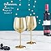 VonShef Brushed Gold Stainless Steel Wine Glasses Set of 2 16oz Shatter Proof Glasses with Gift Box