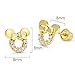 14k Gold Plated Brass Mouse Cubic Zirconia Screwback Baby Girls Earrings with Sterling Silver Post