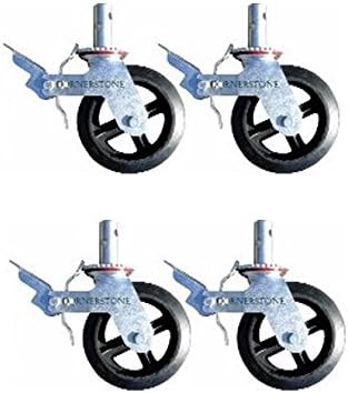 A (Pack of 4) Wheel 8" Caster with Cast Iron Hub 1 3/8" Caster Wheel With 2 Lock-in Brakes Scaffolding Rolling Tower CBM1290