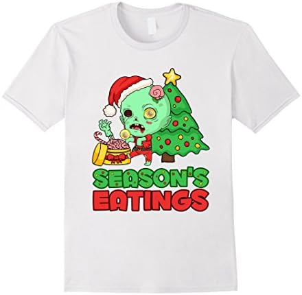 Mens Zombie Christmas Funny Pun T-Shirt -- Season's Eatings 2XL White