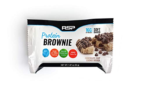 RSP Protein Brownie (12 pk) - 16g of Whey Protein & Gluten Free, Delicious On-The-Go Healthy Snack - Soft Baked Brownie & High Protein Snack, Chocolate Chip Cookie Dough