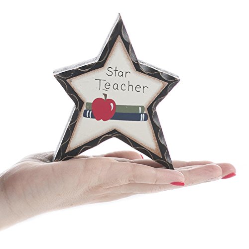 Factory Direct Craft Thick Standing "Star Teacher" Wood Star for Gifting, Displaying and Collecting
