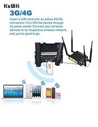 KuWFi 300 Mbps 3G 4G coche WiFi Wireless Router Extensor de señal fuerte OpenWRT coche WiFi Router con puerto USB ranura de tarjeta SIM con antena externa para USA Canadá México SIM Card Network 700 1700mhz