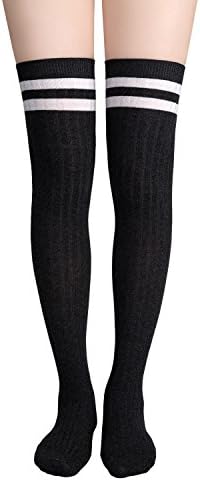 Stockings Women's Extra Long Over Knee High Socks (1 Pair) (Black-3)