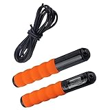 Acuvar Bluetooth with LCD Digital Jump Rope (Black and Orange) with 6 Exercise modes and 2 Tetherballs for Indoor and Outdoor use with IOS and Android Connectivity