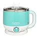 Joyfulsky 1.5L Electric Hot Pot,Egg Cooker,Noodle Cooker,Mini Hot Pot,304 Stainless Steel Mini Shabu Hot Pot,Student Pot,For Boiling Water,Eggs, Cooking Noodles,600W 110V Blue Color