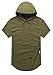 OLRIK Men's Short Sleeve Crew Neck Hooded Swag Extended T Shirts Army Green XXL