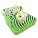 RUBYHOME Rabbit Litter Box Toilet, Plastic Square Cage Box Potty Trainer Corner Litter Bedding Box Pet Pan for Small Animals, Rabbits, Guinea Pigs, Chinchilla, Ferret, Galesaur, 11.4 Inches (Green)