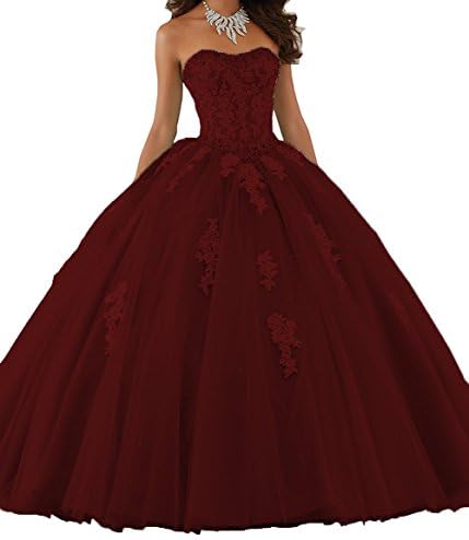 Aurora Bridal Girls' Long Prom Dresses Ball Gown Tulle Lace Quinceanera Dresses