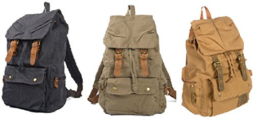 canvas backpack with leather straps