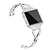 Wearlizer Replacement Metal Bands Compatible with Fitbit Blaze Band for Women with Frame Large Small Accessories X Style Silver