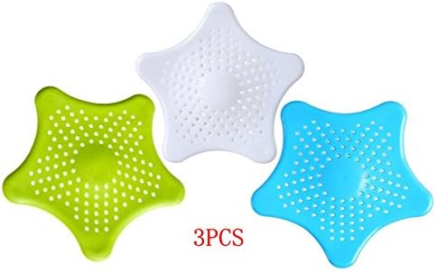 Starfish Sink Drain Cover Silicone Sink Strainer for Kitchen and Bathroom Pack of 3