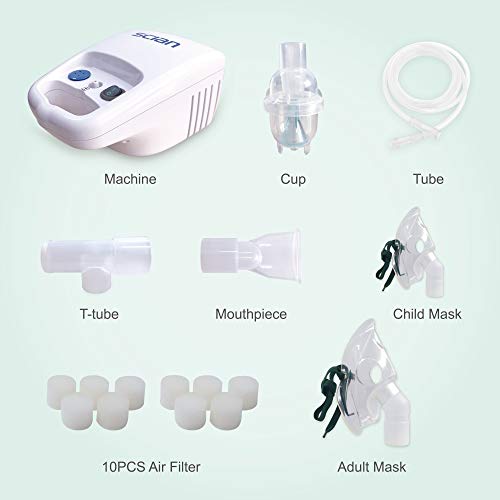 SCIAN Portable & Compact Compressor System for Travel, Home, Office. Compressor Machine Kit for Kids and Adults with 10 Filters
