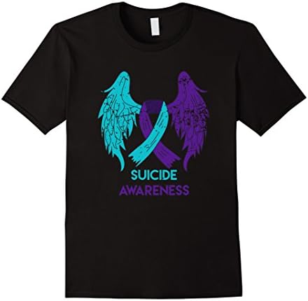 Mens Suicide Awareness Shirt Wings and Ribbon Suicide Prevention XL Black