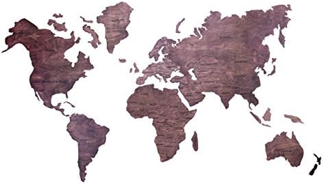 Enjoy The Wood World Map Large Travel Wall Wedding Gift for Couple Rustic Home Decor Office Decor Dorm Living Room Housewarming (XL)