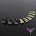 Ejiubas 24 Pcs Matte Black with Glitter Full Cover Squaletto Talone Medium False Nail Tips with 1pcs Glue for Free